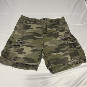 Y2K Ocean Pacific Cargo Shorts Men's 36 Olive Green Camo Baggy Surf Skate OP
